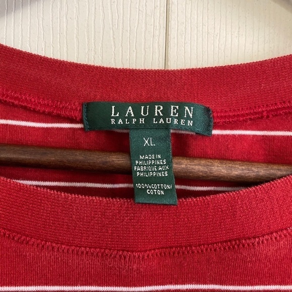 Lauren Ralph Lauren Red Striped Equestrian Blouse - Picture 2 of 5